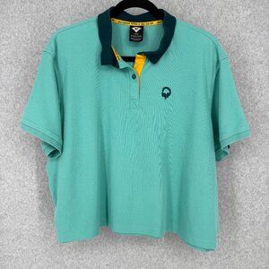 Outdoor Afro X REI Co-Op Crop Polo Womens Size XL Boxy Mint Green Sporty Golf